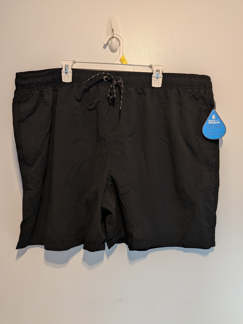 Men's Black Quick-Dry Swim Trunks with Drawstring